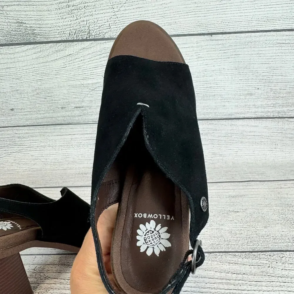 Yellow Box Women's Black Leather Carlee Heeled Sandals Size 7.5 - Picture 7 of 8